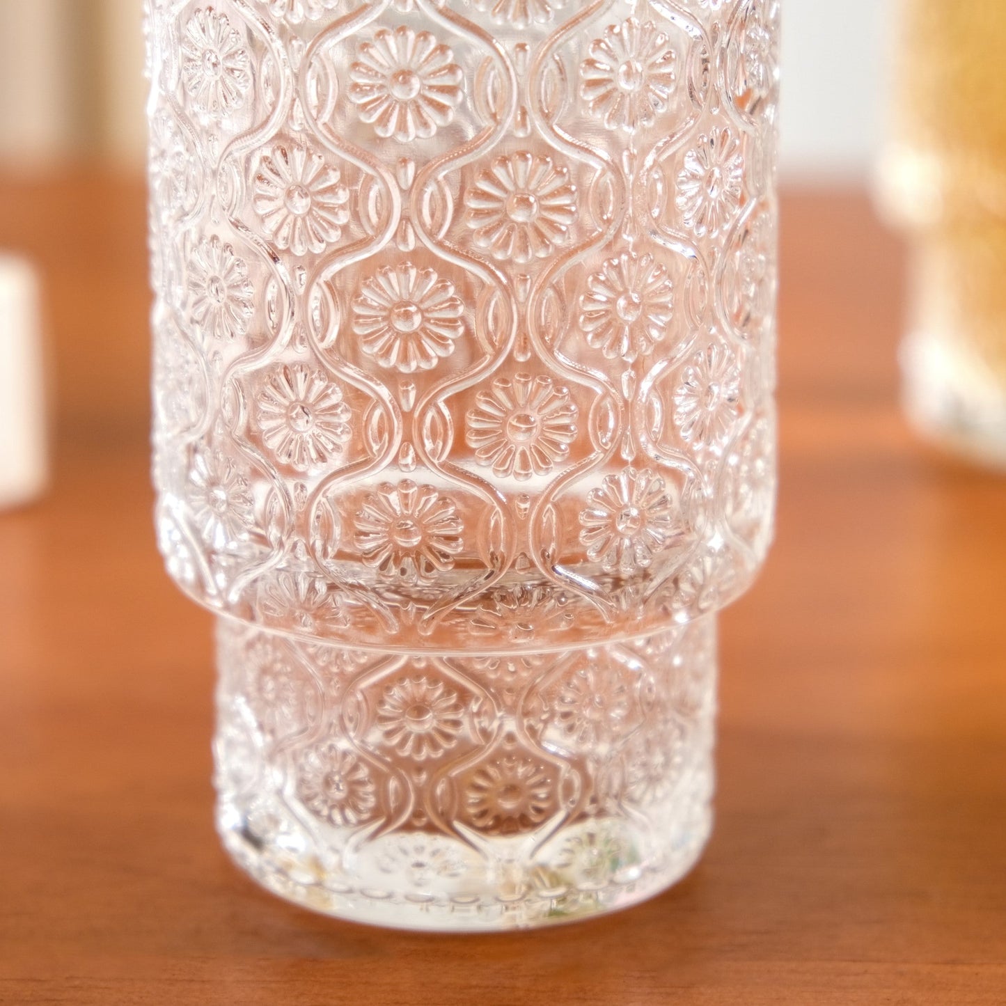 Embossed Tall Glass Tumblers Set Of 6 330ml